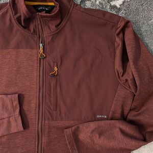 ORVIS Brown Red Johnson Fork Fleece Jacket Full Zip‎ Men's Size Large